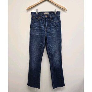 Madewell 10" High Rise Demi Boot Denim Blue Jeans Raw Edge Hem Women's Size 24
